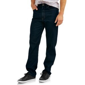 George Mens Jeans Size 34x30 Dark Wash Cotton Relaxed Fit Straight-Leg Carpenter